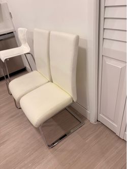6 modern white leather dinning chairs