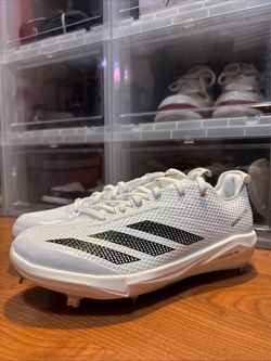 Adidas Adizero Electric 2.0 White Black JI1479 Metal Baseball Cleats Sz 7.5M NEW