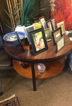 Wood and Metal Round Coffee Table