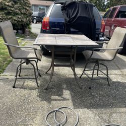 Nice tile   Height Patio Table With 2 Chairs 