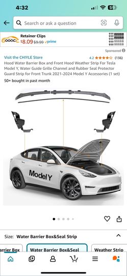Hood Water Barrier Box and Front Hood Weather Strip For Tesla Model Y, Water Guide Grille Channel and Rubber Seal Protector Guard Strip for Front Trun