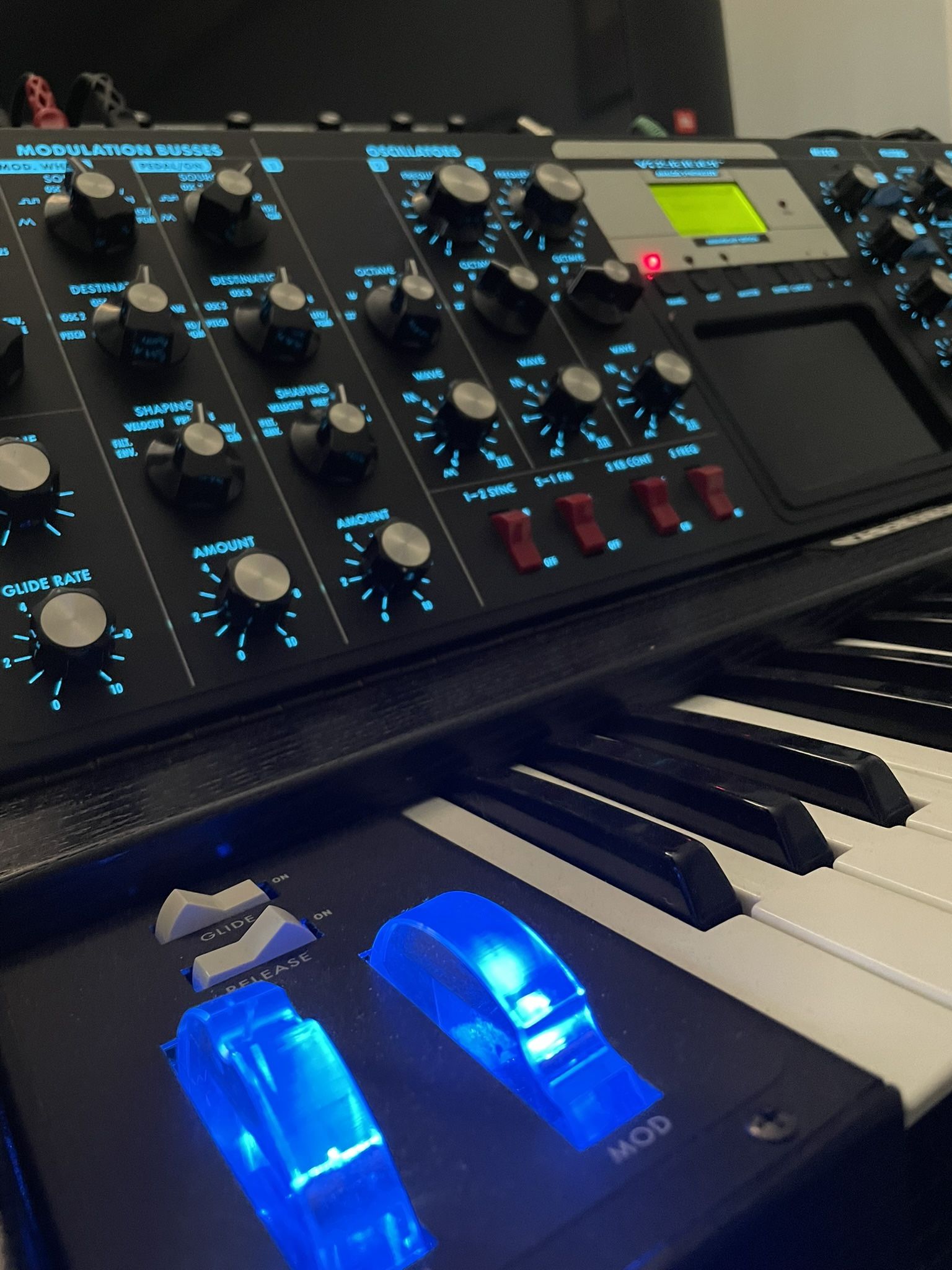 Moog: Voyager 50th Anniversary Electric Blue / Analog Synthesizer w/ ATA Moog Travel Case and Light.