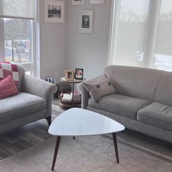 Modern Neutral Sofa & Matching Armchair Set – Excellent Condition