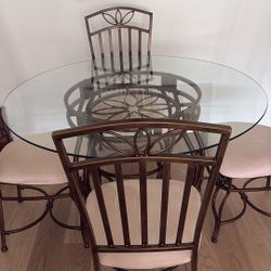 Glass Topped Table with 4 Chairs