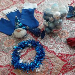 Blue Christmas Decorations are Back For Sale. 💙 