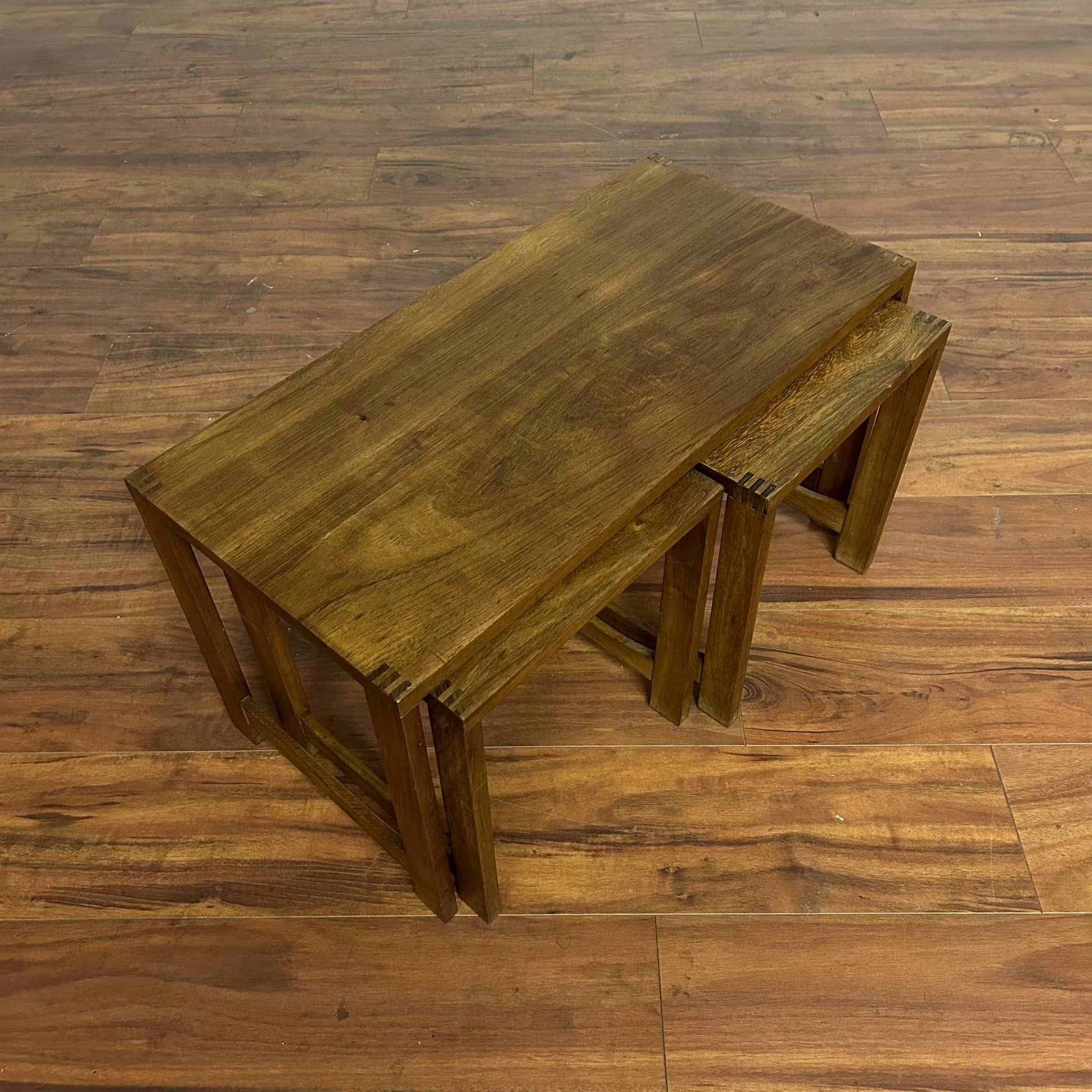 Vintage Petite Solid Walnut Nesting Table Set - Many More Items In Stock!