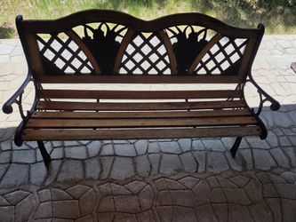 Cast Iron and Wood Outdoor Garden Bench