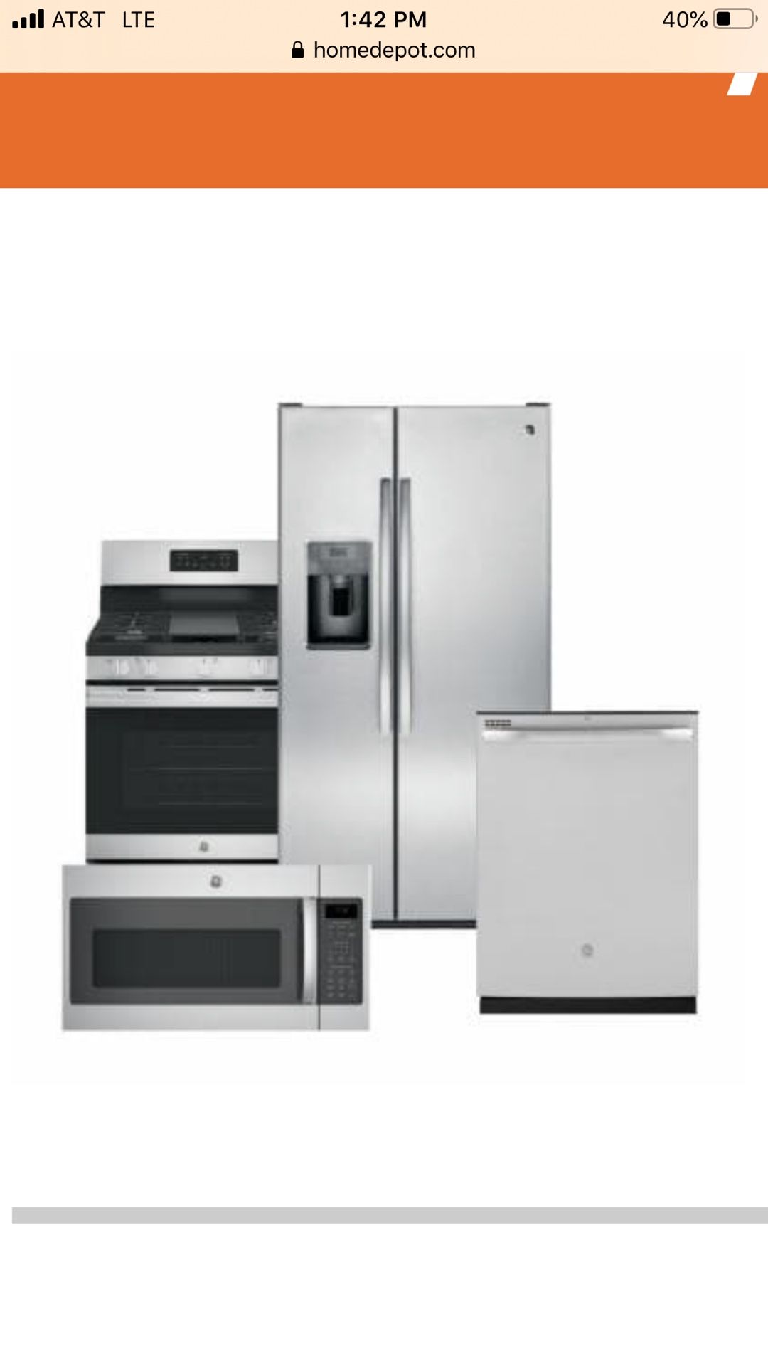 GE Kitchen Appliances  Full Kitchen -Fridge Range Microwave Dishwasher