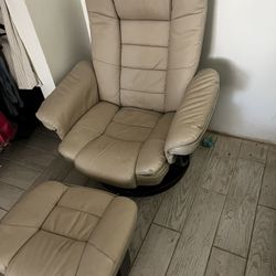 Leather Chair And Foot Rest