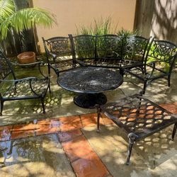 Patio World 10-Piece Wrought Iron Patio Furniture Set - Bar-Height Dining & Conversation Set