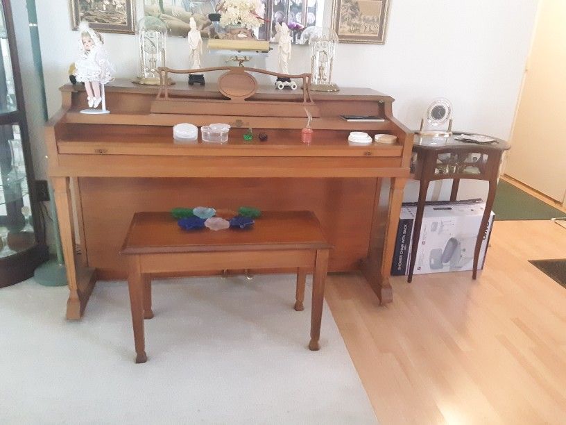 Beautiful Upright Piano By Cable, With Bench.
