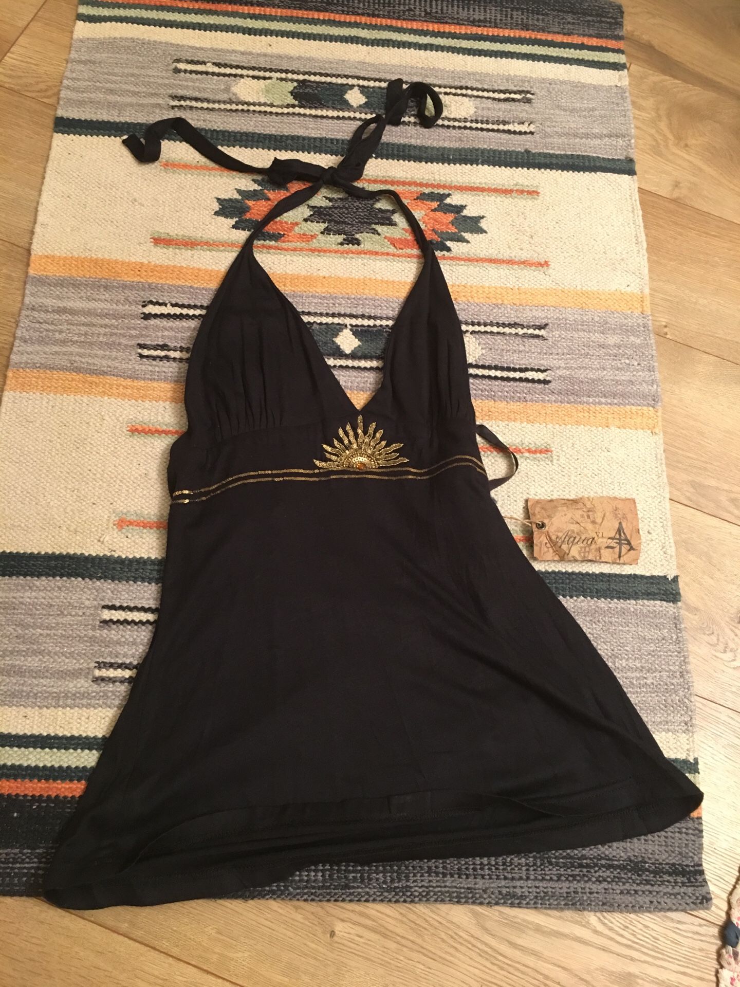 SUN HALTER TOP MY AQUA size medium