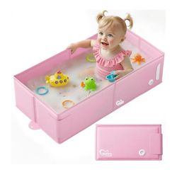 Reinforced Foldable Portable Travel Baby Collapsible Bathtub 6M-3Y - Pink