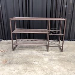 Dark Brown Metal Shoe Rack with Mesh Shelves