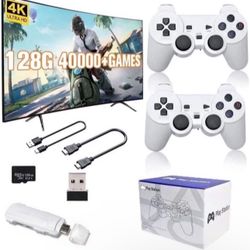 Wireless Retro Game Console Stick 4K,Retro Game Stick with Built-in 50 Emulators, 40,000 Games, 4k Output & 2.4GHz Wireless Controller, Retro Game Emu
