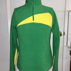 Columbia Women Pullover Fleece Jacket University Oregon Ducks Green Yellow Sz M