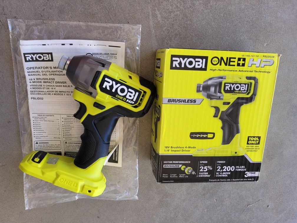Ryobi 18v HP ¼" hex impact, 4 mode PBLID02B...NEW_NUEVO $79 PRECIO FIJO_FIRM PRICE