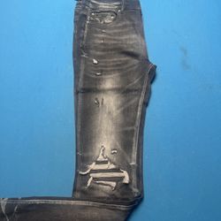 MX1 BLACK LEATHER PATCH DENIM "GREY"