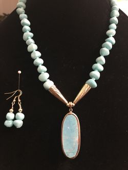 Turquoise Stone Necklace & Earrings
