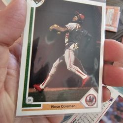 St.Louis Cardinals Vince Coleman Error Variation '91 Upper Deck Hockey Sticks Hologram Back Baseball Card 