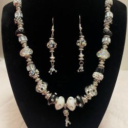 Handmade Necklace With Beads And Antique Silver Spacer 