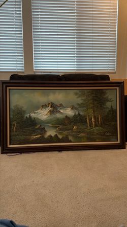 Signed Oil Painting Mountain Landscape Framed
