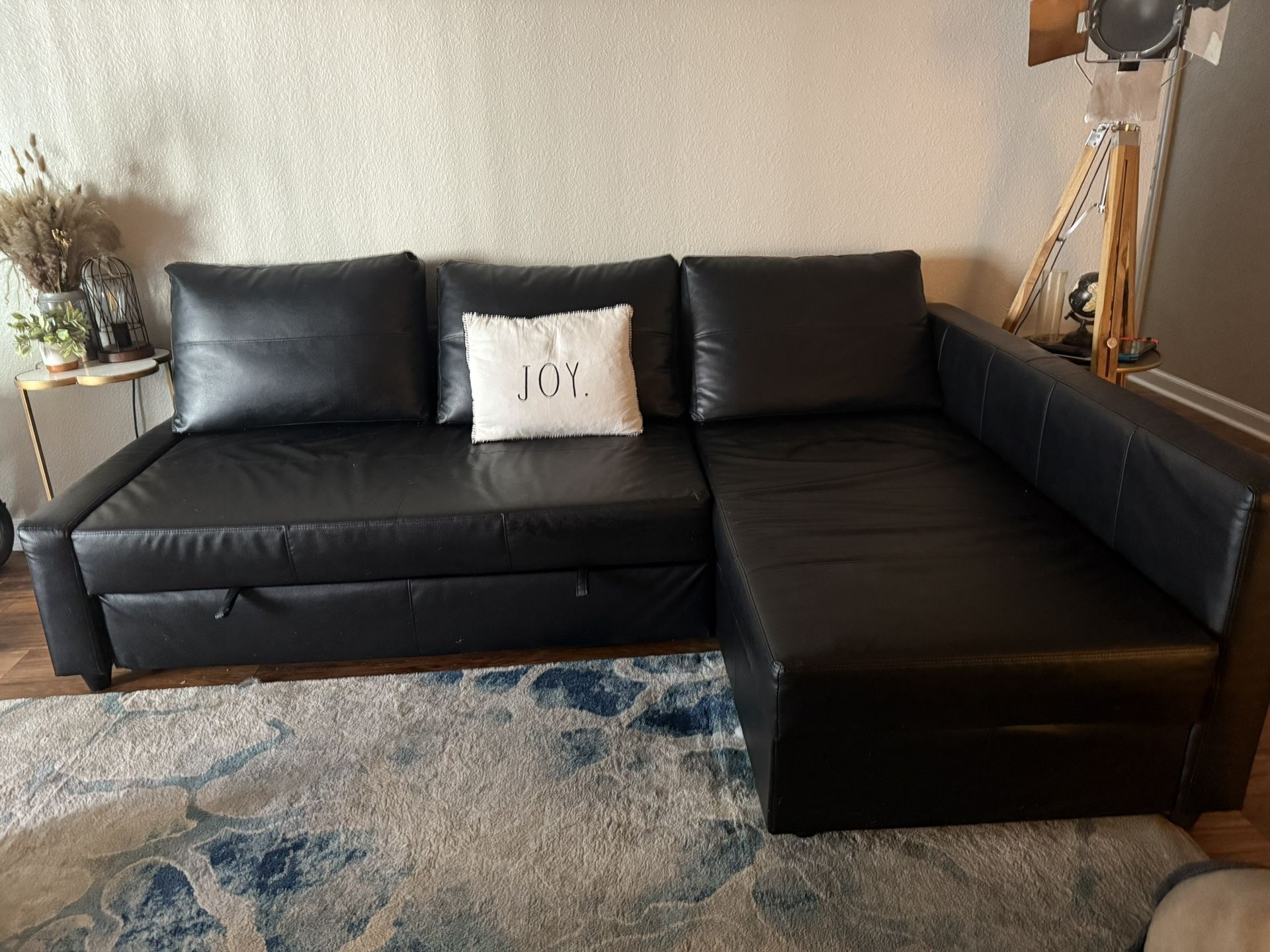 Black Leather IKEA Couch
