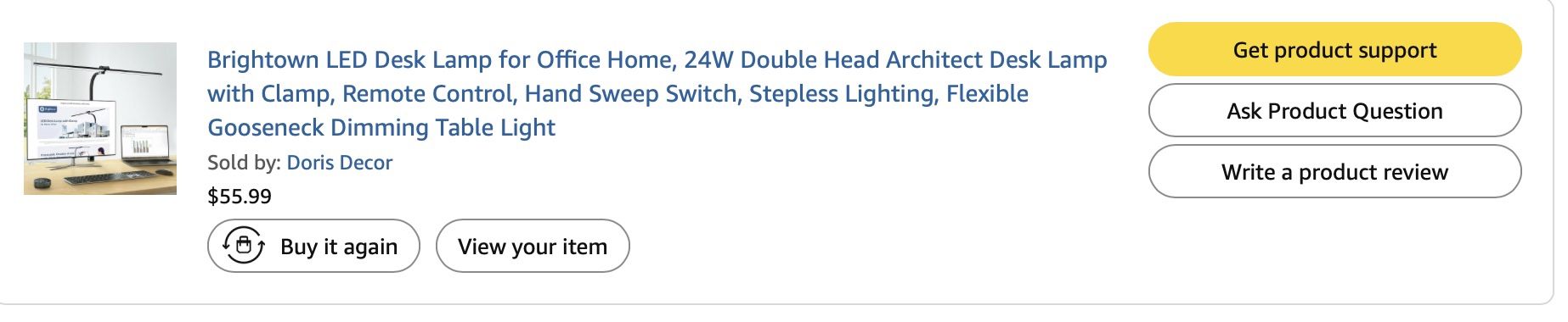 Brightown LED Desk Lamp For Office Home, 24W Double Head Architect Desk Lamp with Clamp, Remote Control, Hand Sweep Switch, Stepless Lighting-$55.99