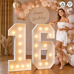 4FT Marquee Numbers 16,DIY Light Up Numbers for 16th Birthday or Anniversary