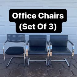 High Quality Office Black Chairs (Set Of 3) PickUp Available Today (READ DESCRIPTION)