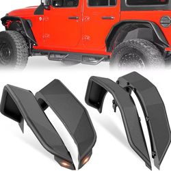 SUORTO for JL JLU Tubular Front and Rear Fender Flares Compatible with 2018-2025 Jeep Wrangler JL JLU Unlimited 2/4 Doors with Indicator Lights, Tube 