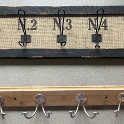 Set of 2 Wall-mounted Space Saving Multiple Hook Coat Racks