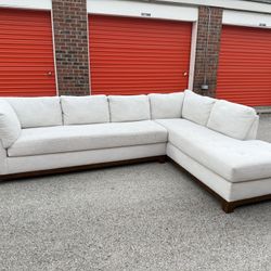 Beige / White Two Piece Sectional Couch! ***Free CurbSide Delivery***