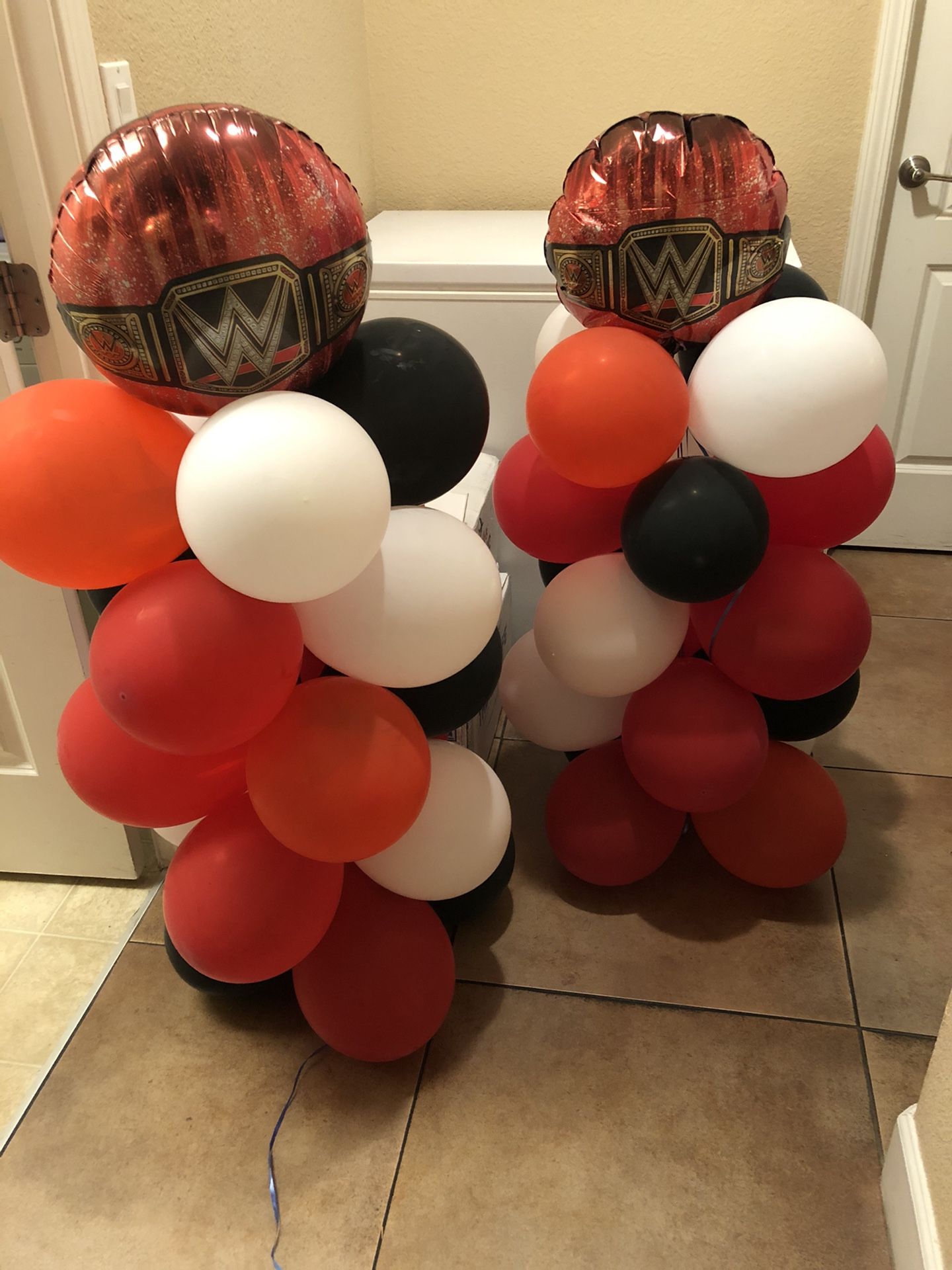 2 party balloons pillars. $10