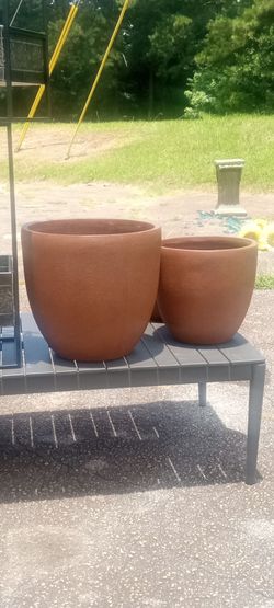 New 3pc fiber clay garden planter's high quality earth tones