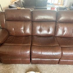 Brown Leather Power Reclining Sofa