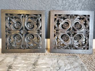 Carved wood wall art