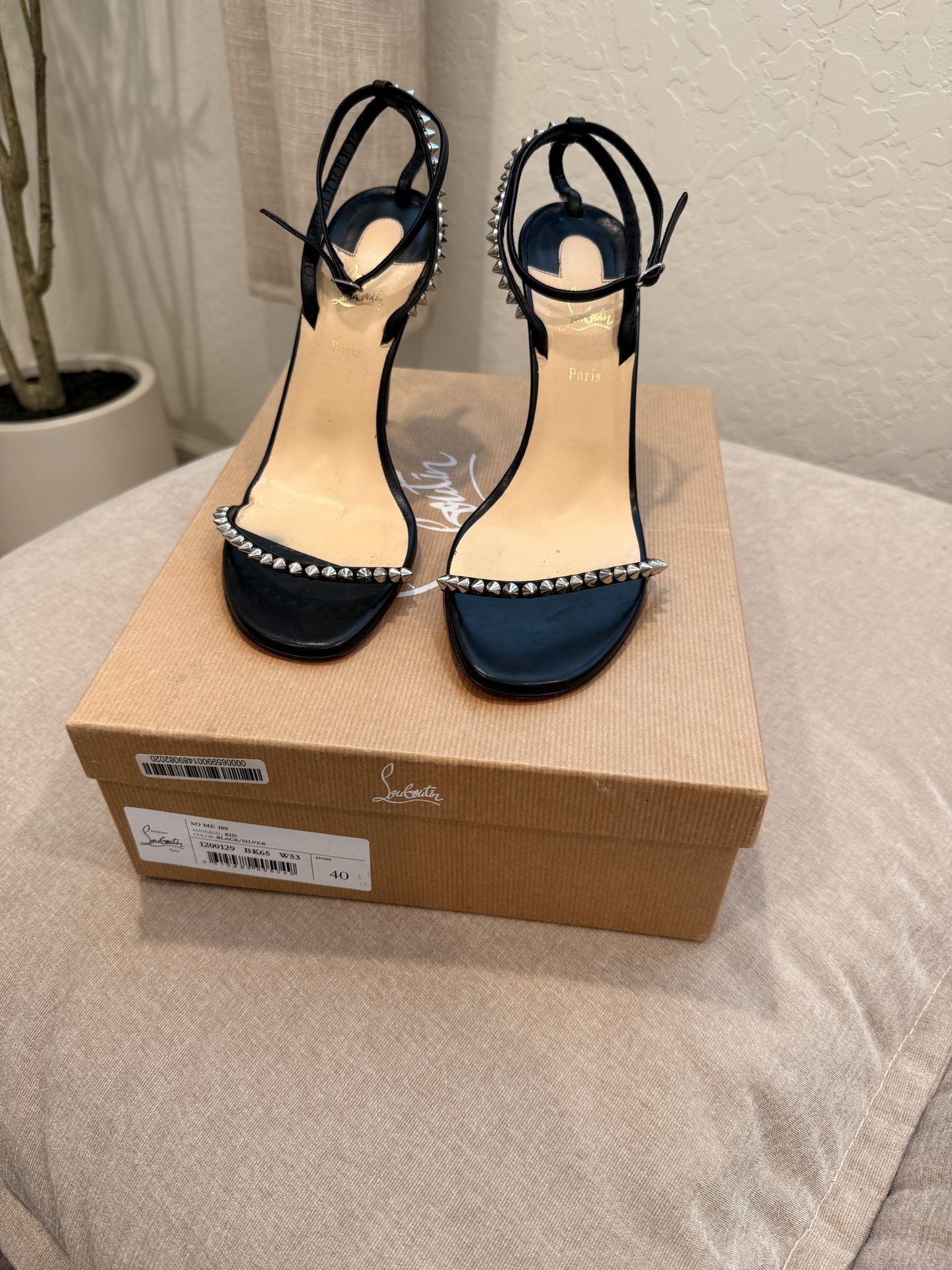 Christian Louboutin Black Heels with Crystal Accents