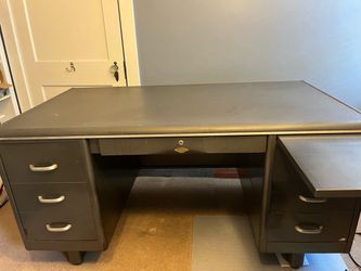 free! heavy vintage Art Metal tanker desk