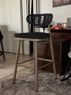 Gray Modern Rope Back Bar Stool