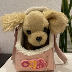 Our Generation Hop In Dog Carrier & Pet Plush Puppy & Accessories With Leash & Collar Set