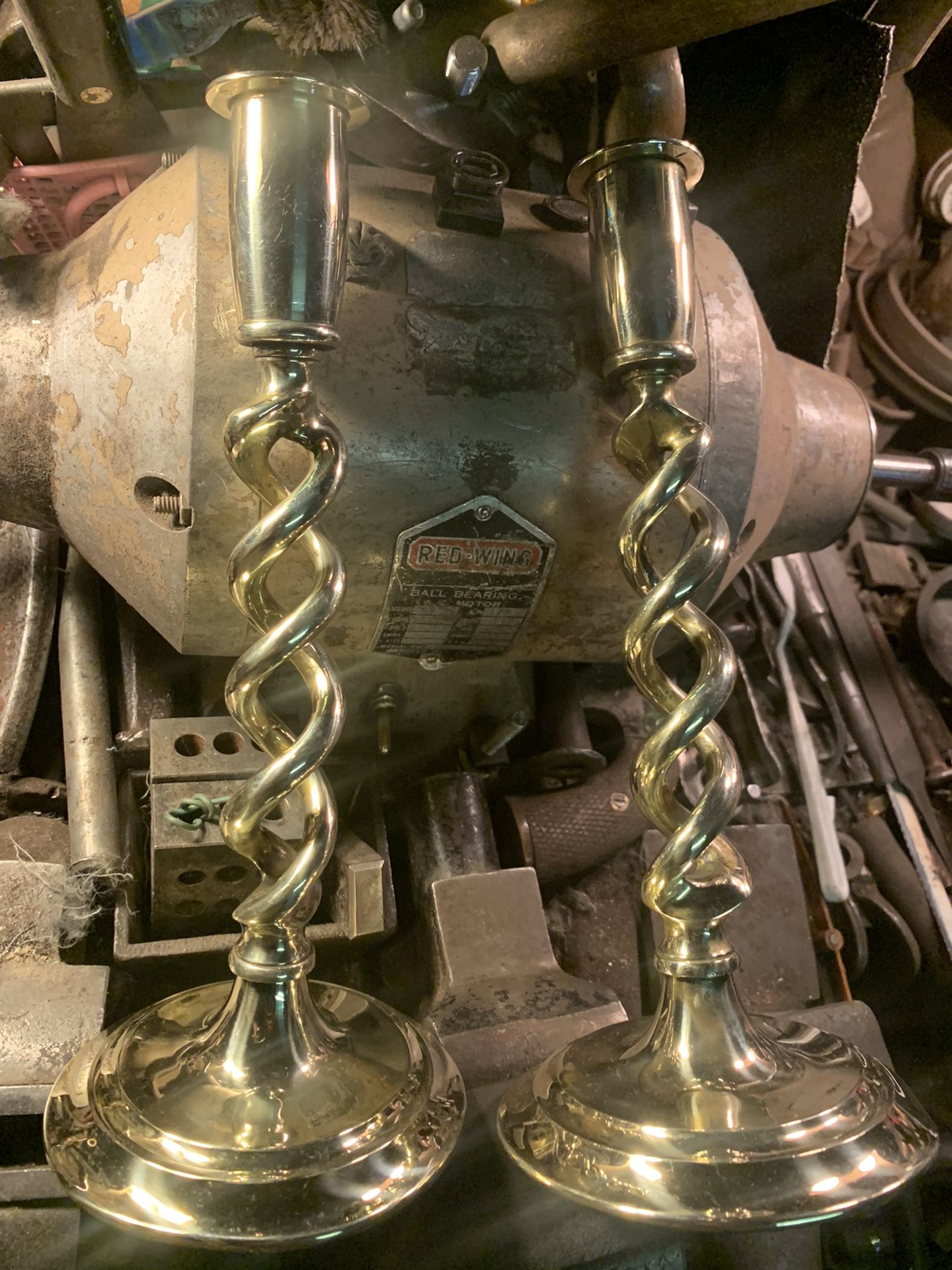 Heavy Brass English Twisted Candlesticks
