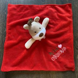 Baby Starters My First Christmas red satin reindeer baby security blanket lovey