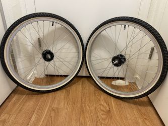 (2) 24” Alloy 6061-16 Rims With Mountain Bike Tires, Both Are Front Tires