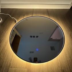 30" Round LED Bathroom Mirror, Wall Mounted Backlit Vanity Mirror w