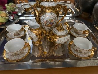Vintage Salvream Gold-Tone Porcelain Tea Set