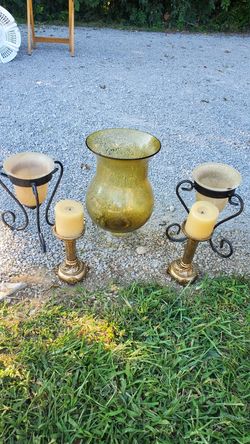 Dercor Candle sticks and Glass Holder