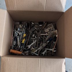 Box Of Sockets, Wrenches, Chisels, And Other Tools