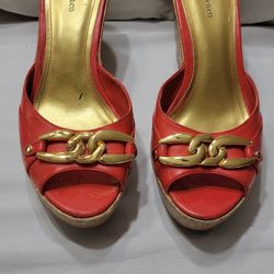 Red/Gold Wedge sandals size 8.5