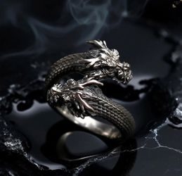 Vintage Adjustable Double-Headed Dragon Ring